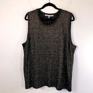 Carmen Marc Valvo Sleeveless Gold Metallic Threading Women’s Size 3XW Black Top